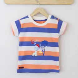 بلوز آستین کوتاه طرح راه راه زرافه BARGE SABZ