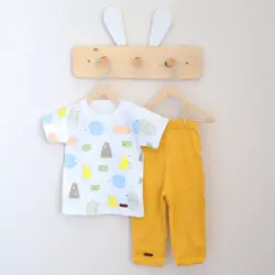 بلوز آستین کوتاه و شلوار طرح جوجه تیغی