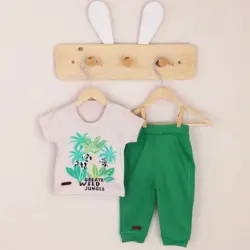 بلوز آستین کوتاه و شلوار طرح خرس پاندا