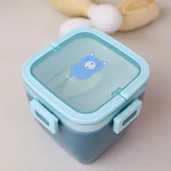 ظرف غذا لانچ باکس ارگانیک با قاشق چنگال طرح دار 2517 lunch box