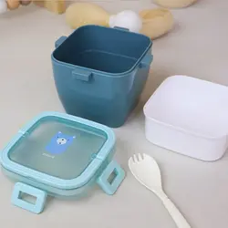 ظرف غذا لانچ باکس ارگانیک با قاشق چنگال طرح دار 2517 lunch box