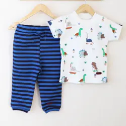 بلوز آستین کوتاه و شلوار طرح دینو tik tak