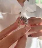 انگشتر ۵ تخمه جواهری نقره زنانه کد 10299