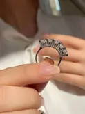 انگشتر ۵ تخمه جواهری نقره زنانه کد 10299