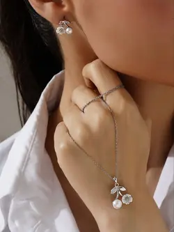 نیمست صدف مرواریدی نقره جواهری کد 00271