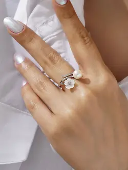 انگشتر صدف مرواریدی جواهری نقره زنانه کد 10727