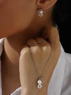 نیمست صدف مرواریدی نقره جواهری کد 00276