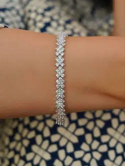 دستبند تنیس جواهری نقره زنانه کد 30450