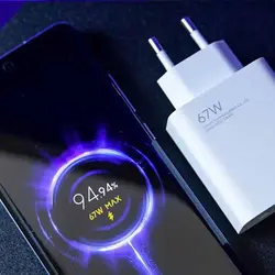 شارژر اصلی 67 وات شیائومی Xiaomi Civi 2 - شارژر و کابل اداپتور + کابل - گارانتی 10 روز مهلت تست رایگان و اصالت کالا