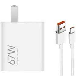 شارژر اصلی 67 وات شیائومی Xiaomi 12X - شارژر و کابل اداپتور - گارانتی 10 روز مهلت تست رایگان و اصالت کالا