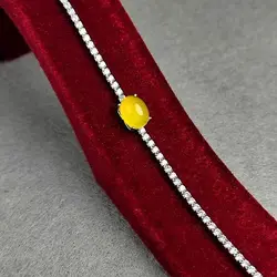 دستبند نقره عقیق زرد تک نگین