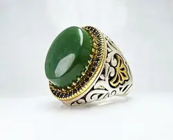 انگشتر نقره یشم سبز اصل - جواهر خاص