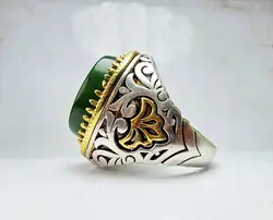 انگشتر نقره یشم سبز اصل - جواهر خاص