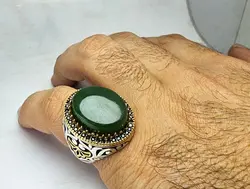 انگشتر نقره یشم سبز اصل - جواهر خاص