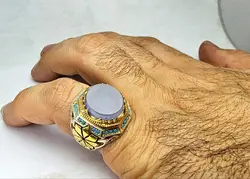 انگشتر نقره عقیق کبود یمن اصل - جواهر خاص