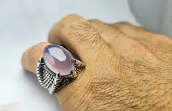 انگشتر نقره عقیق یاسی یمن اصل - جواهر خاص