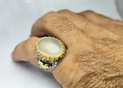 انگشتر نقره عقیق سفید نباتی یمن اصل - جواهر خاص