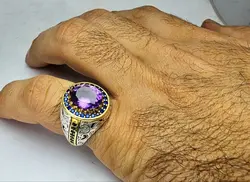 انگشتر نقره آمیتیست اصل - جواهر خاص