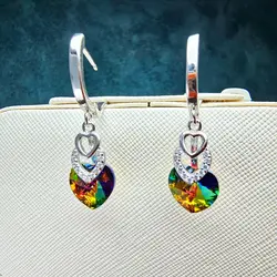 گوشواره نقره زیبای سواروسکی قلبی - جواهر خاص