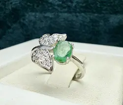 انگشتر نقره زنانه زمرد زامبیا اصل - جواهر خاص