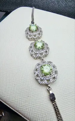 دستبند 3 نگین موزانایت اصل - جواهر خاص