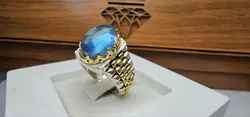انگشتر نقره آکومارین آبی اصل - جواهر خاص