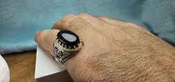 انگشتر نقره عقیق یمنی مشکی اصل - جواهر خاص