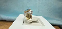انگشتر نقره توپاز آبی اصل - جواهر خاص