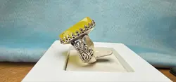 انگشتر نقره عقیق زرد اصل - جواهر خاص