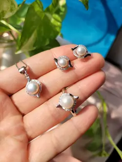 نیم ست مروارید پرورشی اصل - جواهر خاص