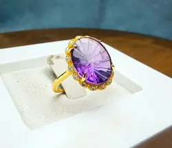 انگشتر نقره زنانه آماتیست لیزر کات اصل - جواهر خاص