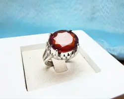 انگشتر نقره زنانه گارنت قرمز اصل - جواهر خاص