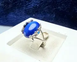 انگشتر نقره زنانه یاقوت استار آبی - جواهر خاص