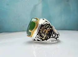 انگشتر نقره یشم سبز اصل - جواهر خاص