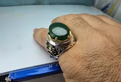انگشتر نقره یشم سبز اصل - جواهر خاص