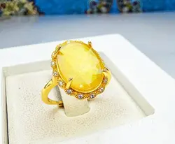 انگشتر نقره زنانه یاقوت زرد اصل - جواهر خاص