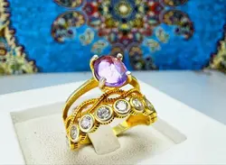 انگشتر نقره زنانه آماتیست اصل - جواهر خاص