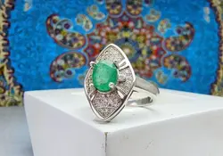 انگشتر نقره زنانه زمرد زامبیا اصل - جواهر خاص