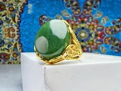 انگشتر نقره زنانه یشم سبز اصل - جواهر خاص