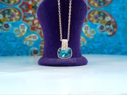 مدال توگردنی آبکاری رزگلد نگین آبی - جواهر خاص