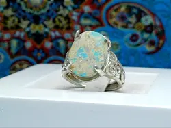 انگشتر نقره زنانه فیروزه نیشابور اصل - جواهر خاص