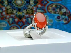 انگشتر نقره زنانه عقیق یمنی اصل - جواهر خاص