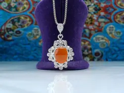 مدال توگردنی عقیق یمن اصل - جواهر خاص