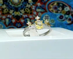 انگشتر نقره زنانه سیترین طلایی اصل - جواهر خاص