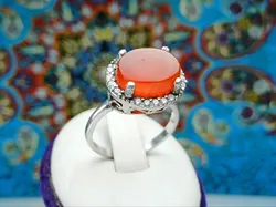 انگشتر نقره زنانه عقیق یمن اصل - جواهر خاص