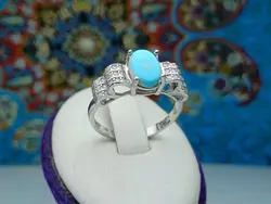 انگشتر نقره زنانه فیروزه نیشابور اصل - جواهر خاص