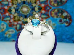 انگشتر نقره زنانه توپاز لندن اصل فنسی تراش - جواهر خاص