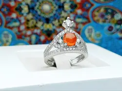 انگشتر نقره زنانه عقیق یمن اصل - جواهر خاص