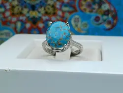 انگشتر نقره زنانه فیروزه نیشابور اصل - جواهر خاص