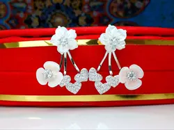 گوشواره جواهری صدف طرح گل - جواهر خاص